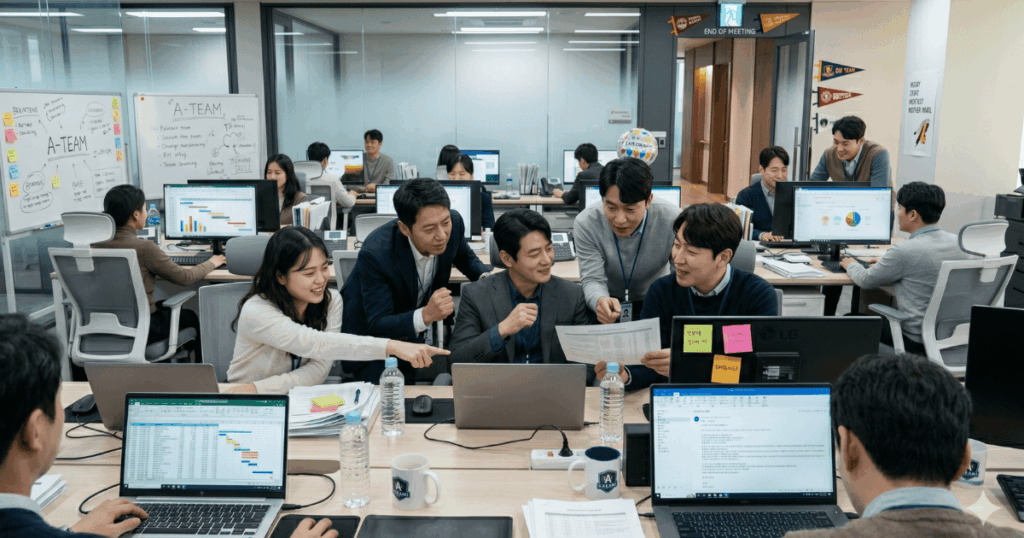 기업 브랜딩이 잘 되어 파이팅이 넘치는 직원들