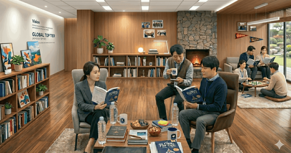 아마존 영문 저서 출간 출판 된 대표의 책을 읽는 직원들